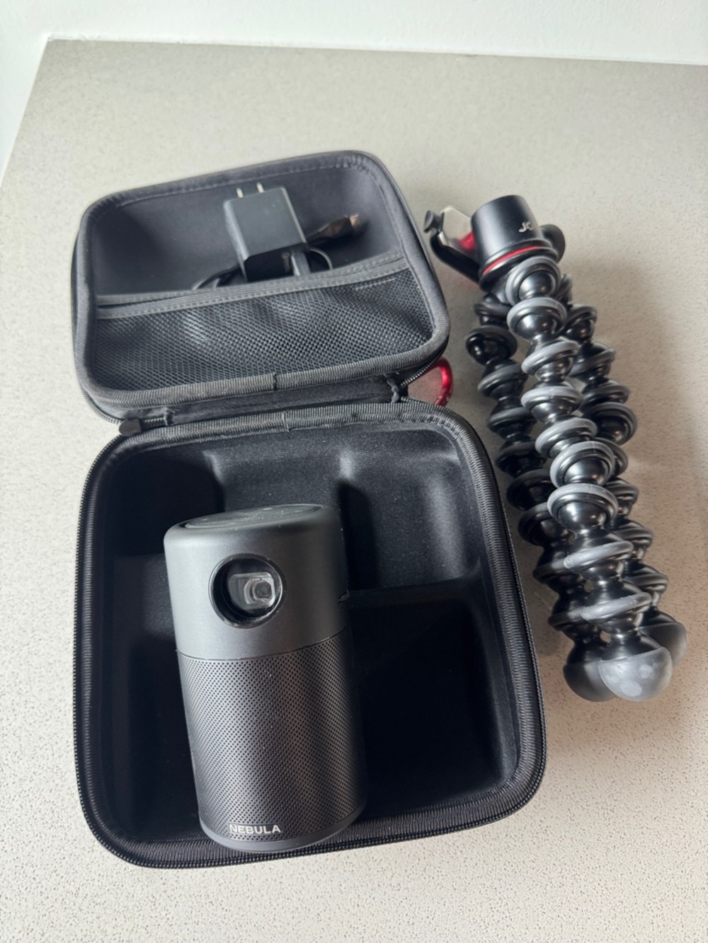 Nebula Capsule Portable Projector with Travel Case and Flexible Tripod - Black